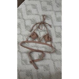 0160. NWT Siempri Golden Triangle String Bikini Top Taupe‎ Brown Swimwear
